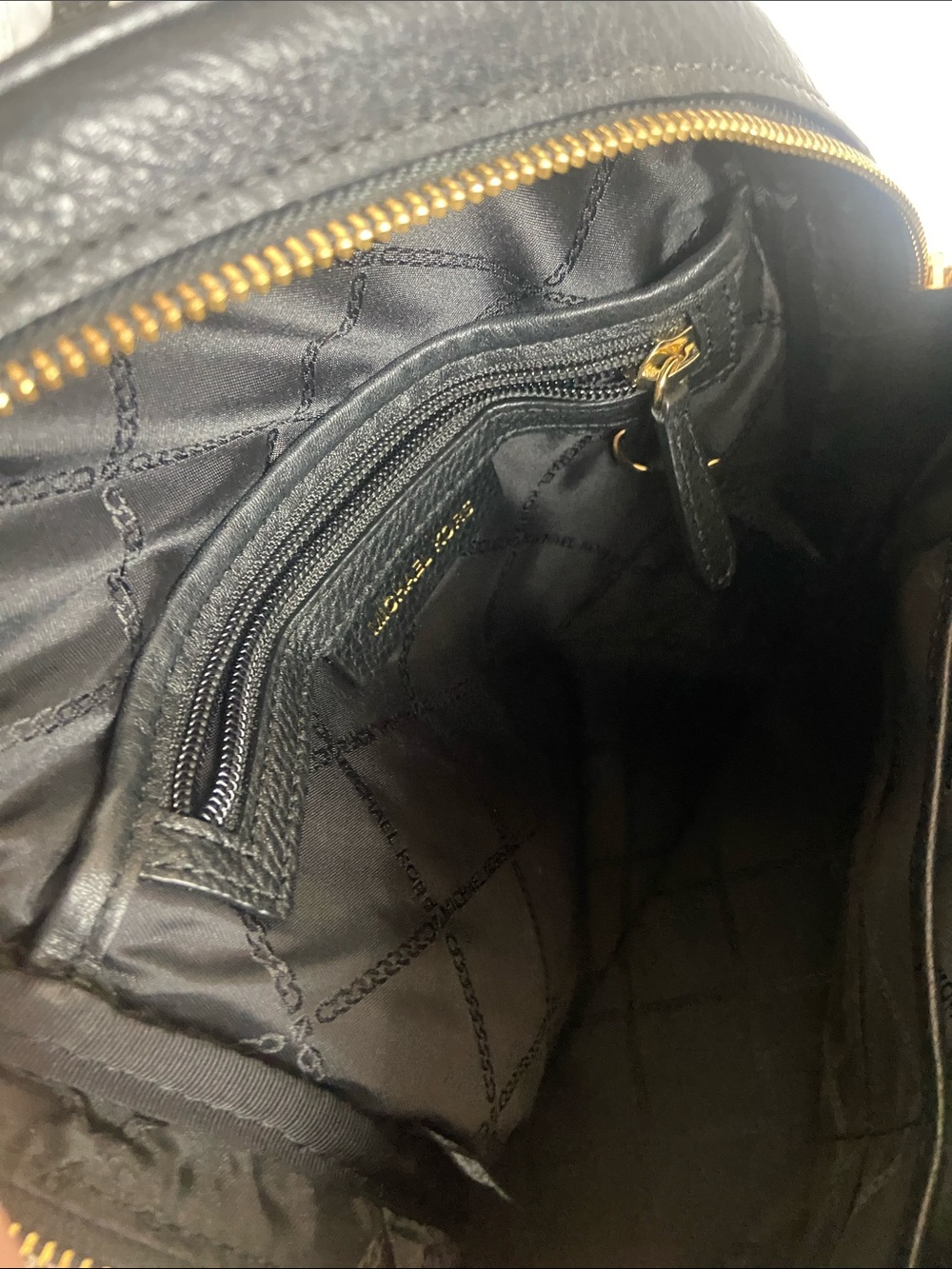 Michael Kors Black Pebbled Leather Backpack with Gold Hardware Accents - Picture 5 of 10